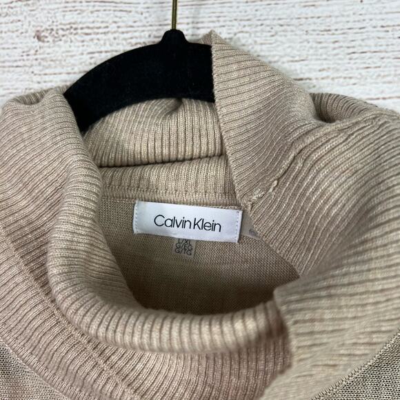 Calvin Klein Women's Colorblock Lightweight Turtleneck Oversized Top Size L/XL - Picture 3 of 7